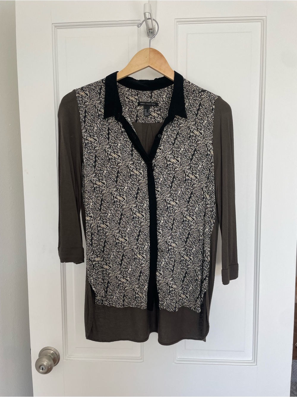 Mango olive patterned top - Picture 3 of 5